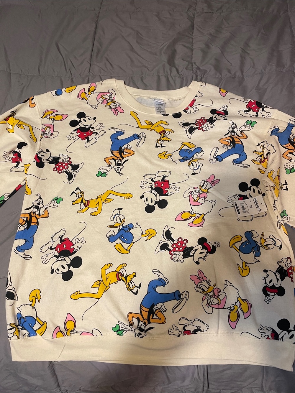 Disney Cream Crewneck Sweatshirt with Colorful Mickey & Friends All-Over Print